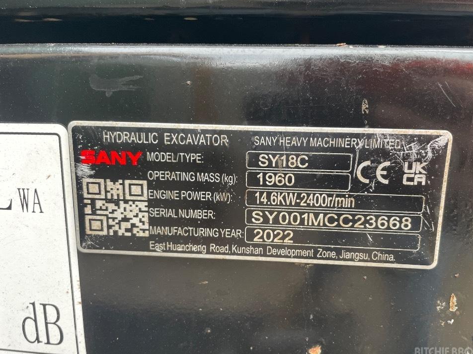 Miniexcavator - Sany SY 18 C